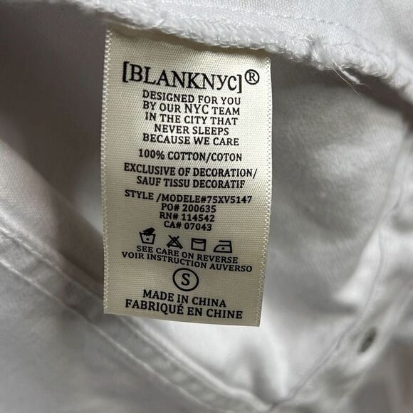 Blank NYC White Denim Rhinestones Fringe Jacket NWT S - Picture 15 of 16